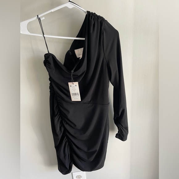 Cinq a Sept Alora Dress - One Shoulder Ruched Mini - Black - Size 8 - Picture 10 of 15